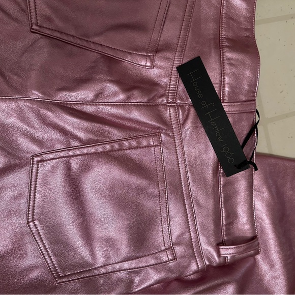 House of Harlow 1960 Pink Metallic Faux Leather Pants Women's Size 6 - Picture 5 of 5
